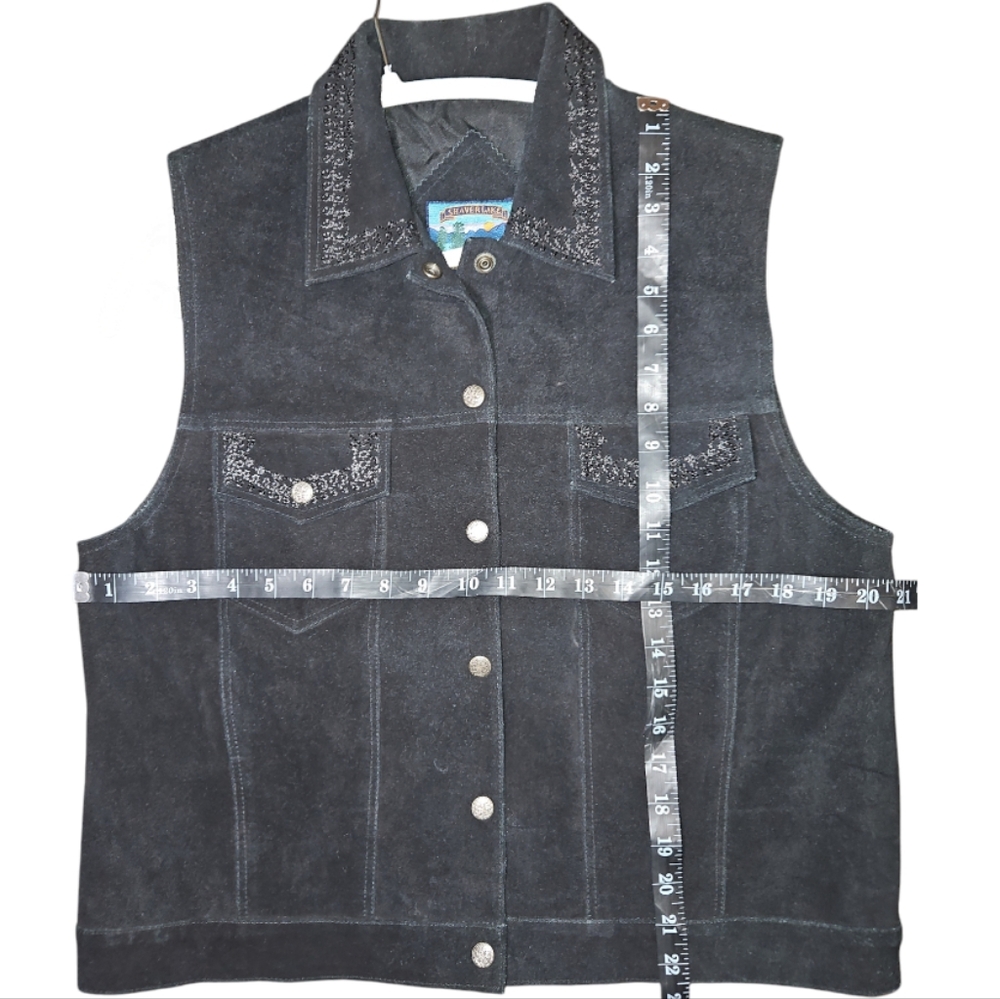 Shaver Lake Suede Leather Vest Black Large - Picture 6 of 6
